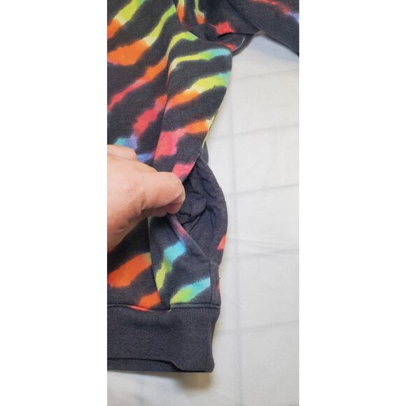 Victorias Secret Sz M PINK Sweatshirt Womens Rainbow Dye Cowl Neck Sherpa Ca13 - Picture 5 of 8